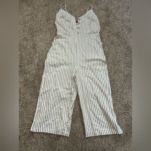 New Derek Heart White and Light Gray Striped jumpsuit size M